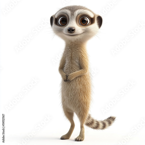 meerkat, meerkat africa, meerkat animal, meerkat mongoose on white background, 3D cartoon 