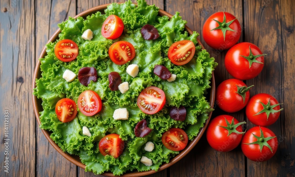 Fresh vegan salad with tomatoes and lettuce Fresh vegan salad with tomatoes and lettuce