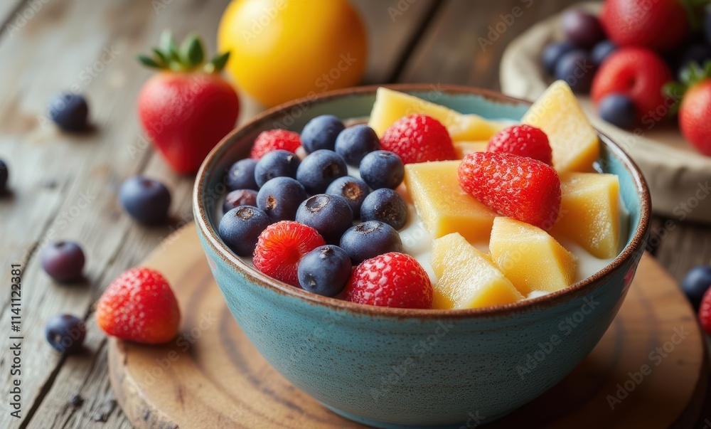 Colorful fruit bowl with fresh berries Colorful fruit bowl with fresh berries