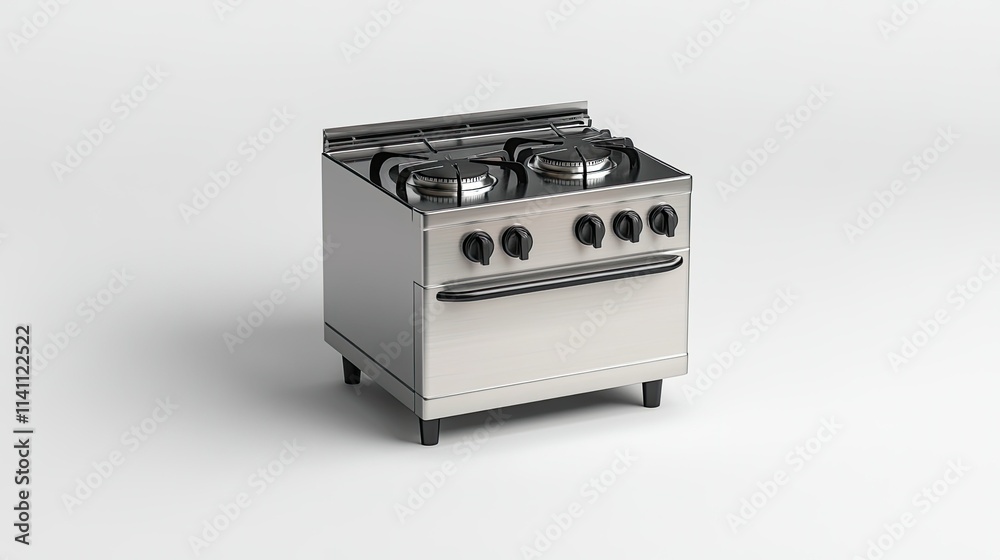 Modern Stainless Steel Gas Stove with Dual Burners and Control Knobs Modern Stainless Steel Gas Stove with Dual Burners and Control Knobs