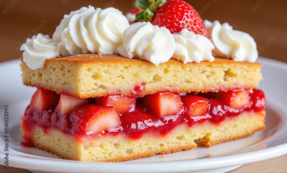 Delicious strawberry dessert with whipped cream Delicious strawberry dessert with whipped cream