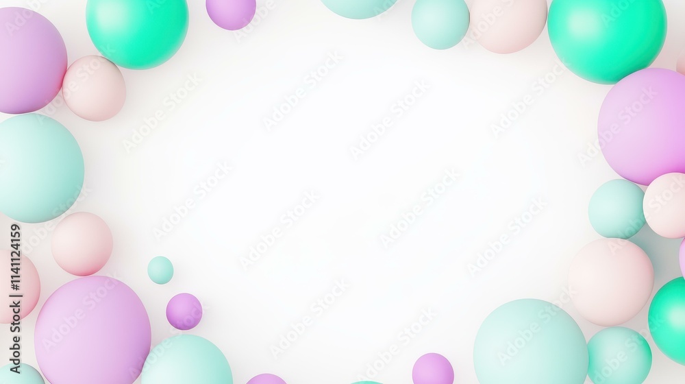 Brighten your spring with a lively balloon border on crisp white. Perfect for festive ads, cheerful greetings, and special events Brighten your spring with a lively balloon border on crisp white. Perfect for festive ads, cheerful greetings, and special events