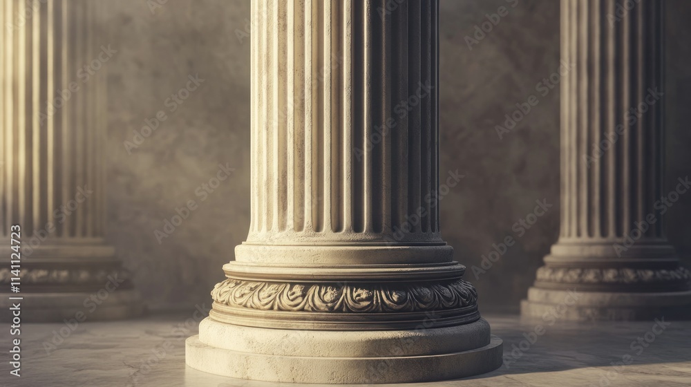 Ancient column pedestal isolated museum piece background Classical Greek pillar platform 3d rendering Ancient column pedestal isolated museum piece background Classical Greek pillar platform 3d rendering