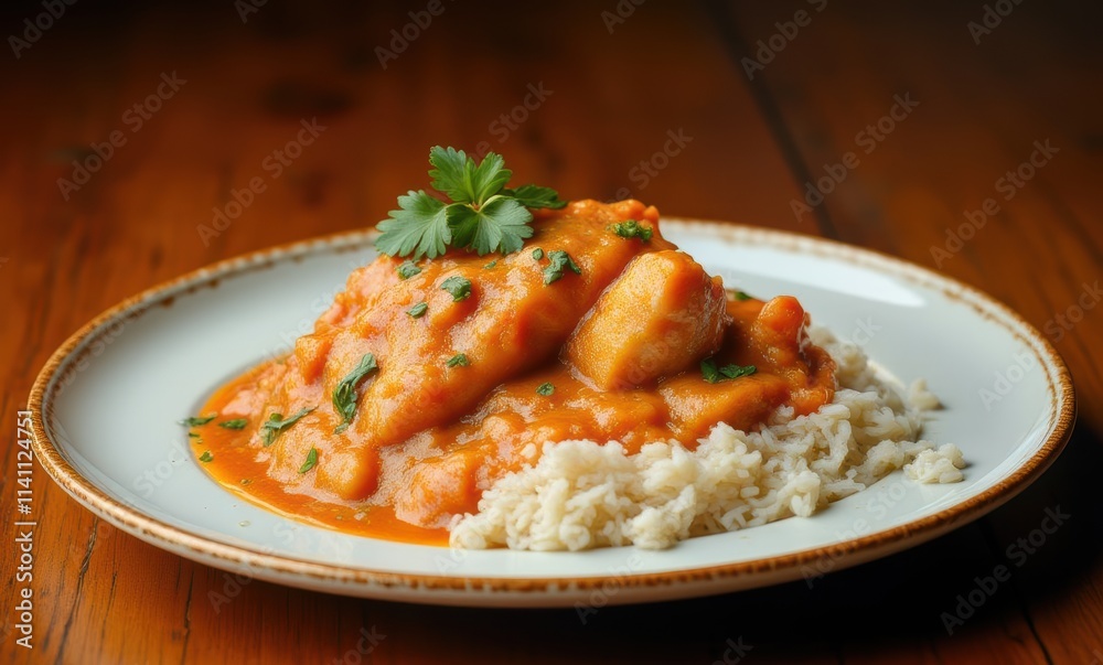 Delicious fish stew served with rice Delicious fish stew served with rice