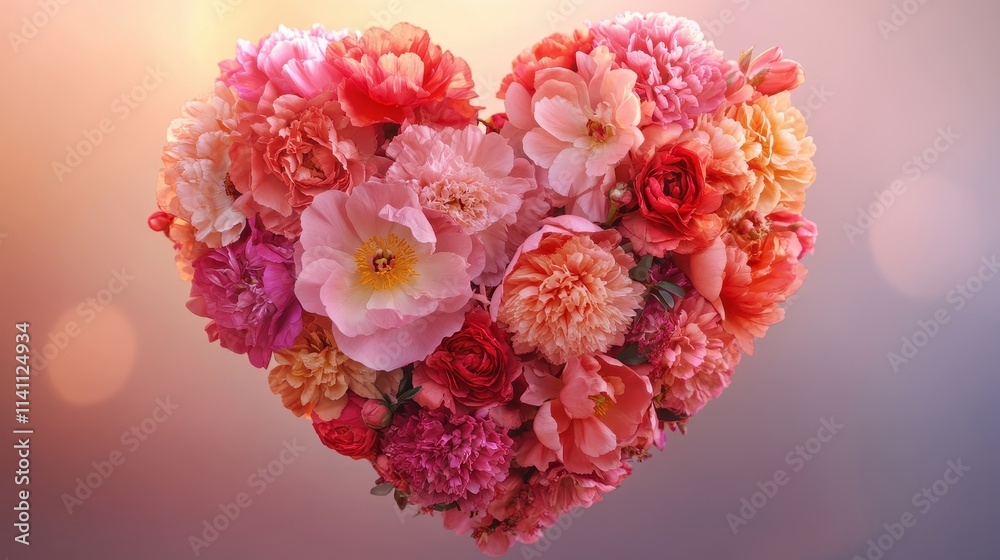 A Heart Shaped Arrangement Of Pink And Coral Flowers A Heart Shaped Arrangement Of Pink And Coral Flowers