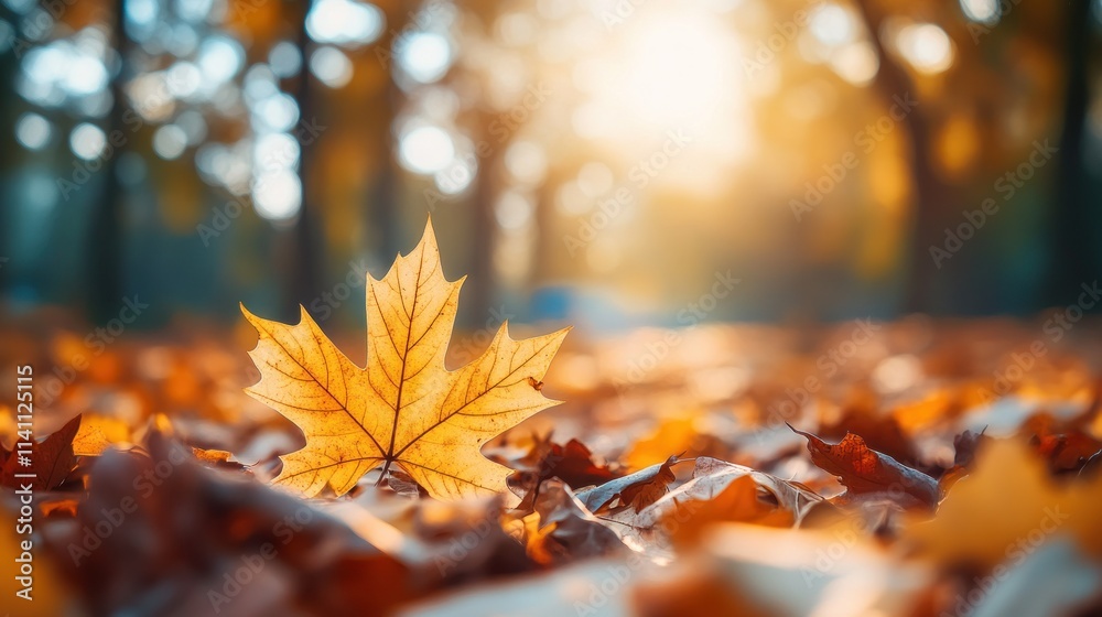 Autumn in the park colorful leaves wide angle view autumn scene Autumn in the park colorful leaves wide angle view autumn scene