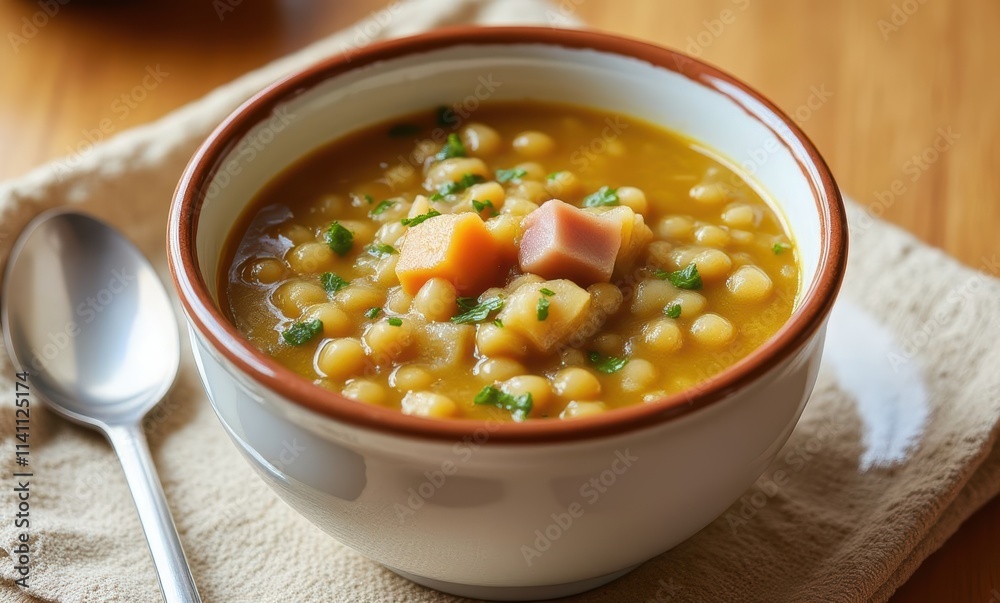 Delicious hearty soup in a bowl Delicious hearty soup in a bowl