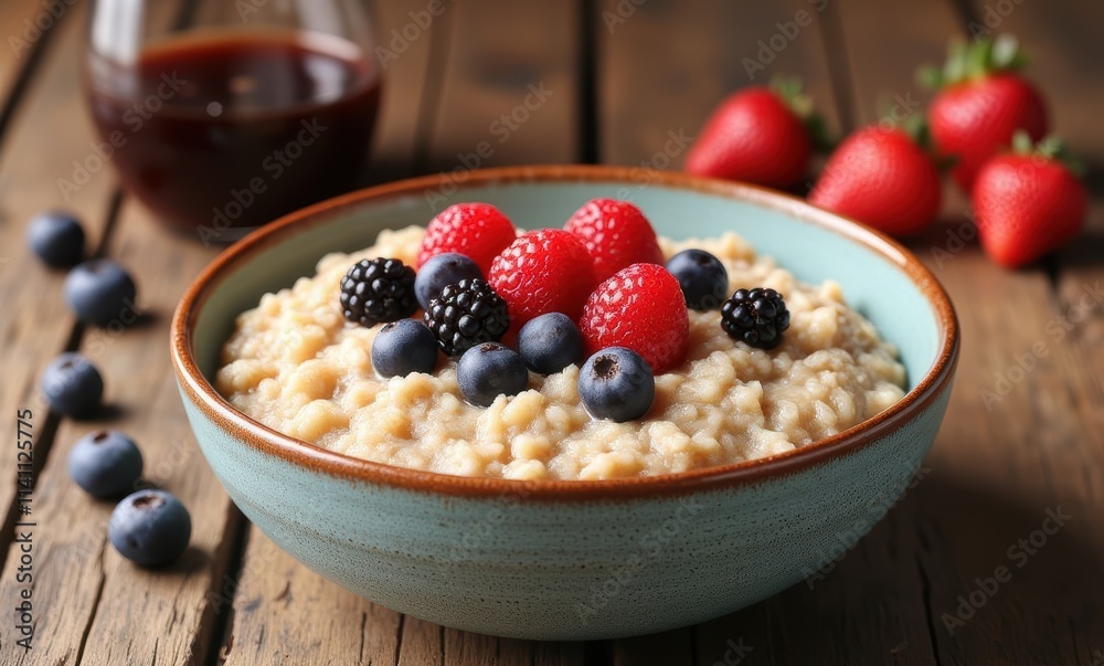 Healthy bowl of oatmeal with berries Healthy bowl of oatmeal with berries