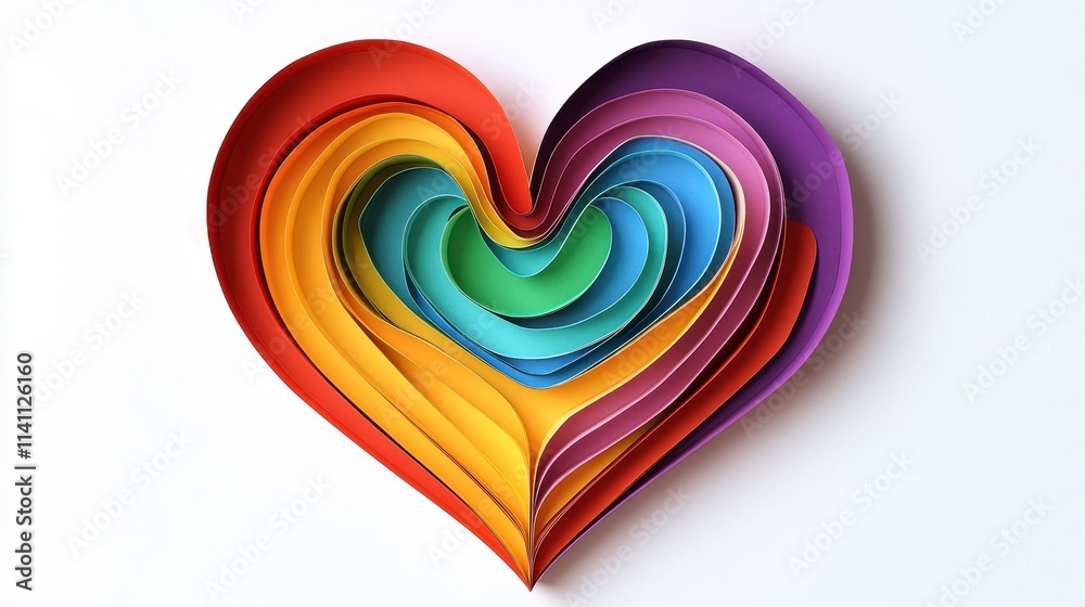 Rainbow Colored Paper Heart Art Design Rainbow Colored Paper Heart Art Design