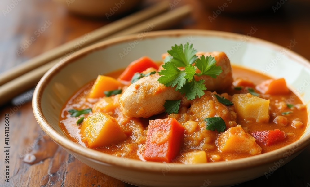 Delicious chicken stew with vibrant vegetables Delicious chicken stew with vibrant vegetables