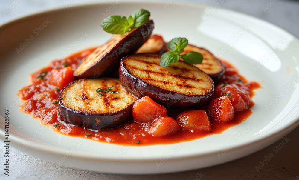 Grilled eggplant with fresh tomato sauce Grilled eggplant with fresh tomato sauce