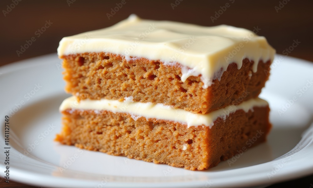 Rich carrot cake slice with creamy frosting Rich carrot cake slice with creamy frosting