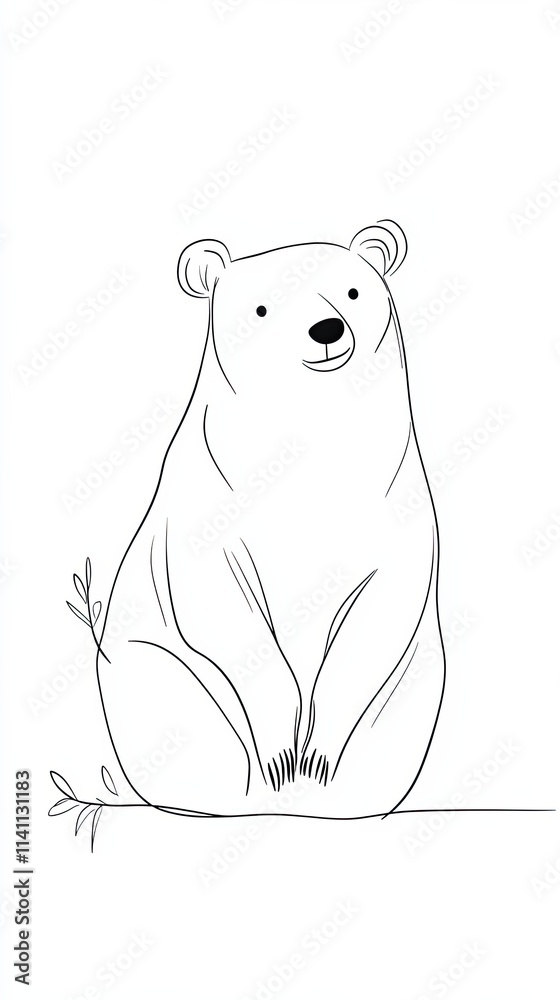A Simple Line Drawing Of A Sitting Bear A Simple Line Drawing Of A Sitting Bear