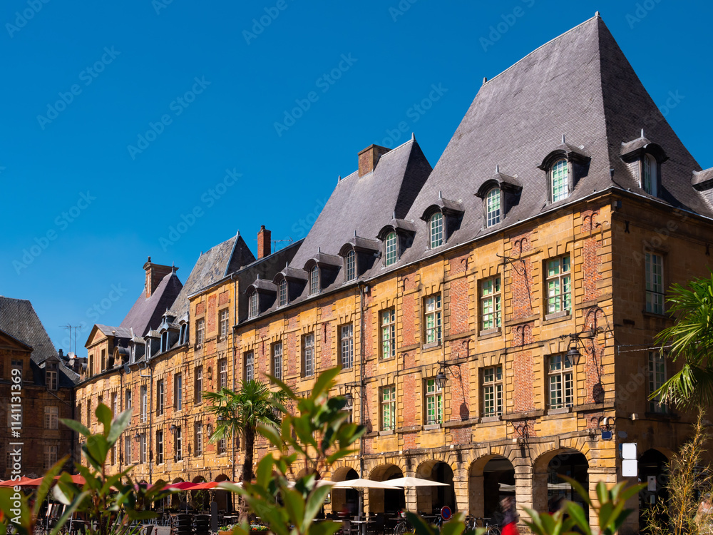 Fototapeta premium Typical architecture of city of Charleville Meziere on Place Ducale. France