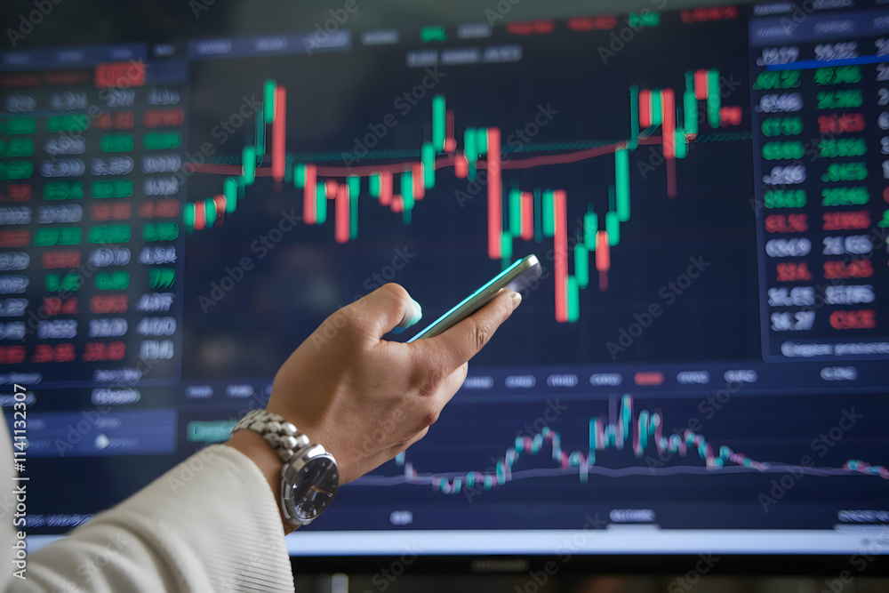 Smartphone and stock market data evoke analytical focus on fluctuating trends Smartphone and stock market data evoke analytical focus on fluctuating trends