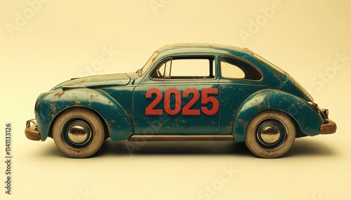 Vintage Car Displaying Two Thousand Twenty Five