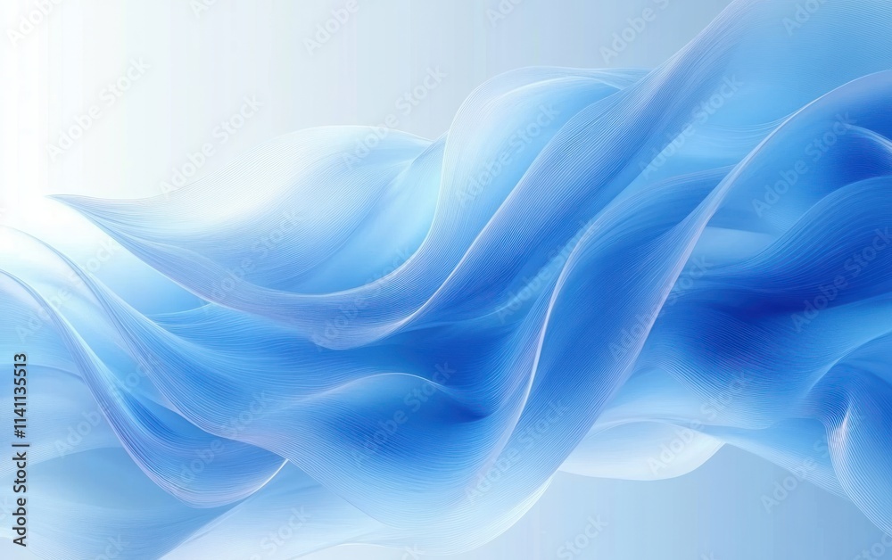 Blue Transparent Waves Swirling Abstract Background Minimalism 3D Rendering Blue Transparent Waves Swirling Abstract Background Minimalism 3D Rendering