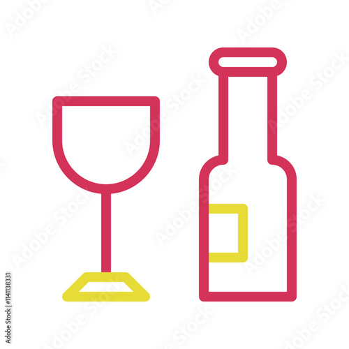 Wine bottle and glass icon. Concept of celebration, relaxation, and enjoyment.