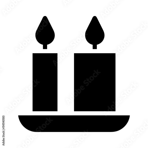 Two candles on a plate. Concept of hope, peace, and spirituality.