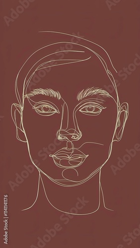 An artistic line drawing of a face in a continuous, flowing stroke.