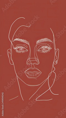 An artistic line drawing of a face in a continuous, flowing stroke.