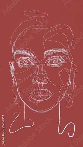An artistic line drawing of a face in a continuous, flowing stroke.