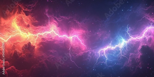 abstract cosmic storm lightning background ethereal glow rainbow swirl