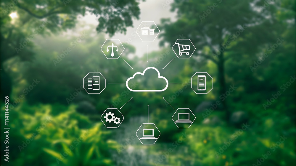 ERP on cloud and software and efficiency concept as Companies enhance operational efficiency by integrating cloud based ERP software streamlining processes and reducing costs. in Photo Stock Concept ERP on cloud and software and efficiency concept as Companies enhance operational efficiency by integrating cloud based ERP software streamlining processes and reducing costs. in Photo Stock Concept