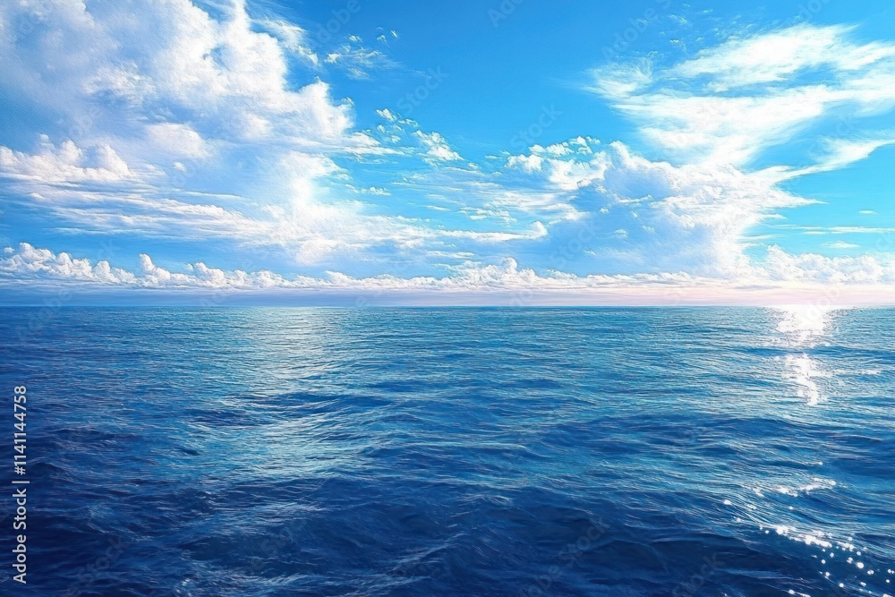 Fototapeta premium serene seascape vibrant ocean sky impressionism