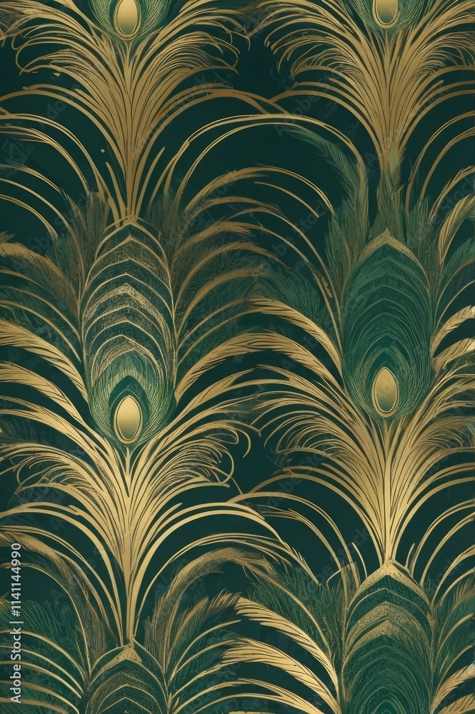 plantation abstract background, Art deco geometric seamless vector pattern. Gold and green peacock abstract feathers texture
plantation abstract background, Art deco geometric seamless vector pattern. Gold and green peacock abstract feathers texture