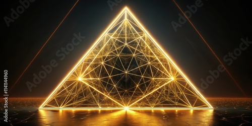 Abstract glowing golden triangle wireframe background wallpaper rendering, abstract, glowing, golden, triangle