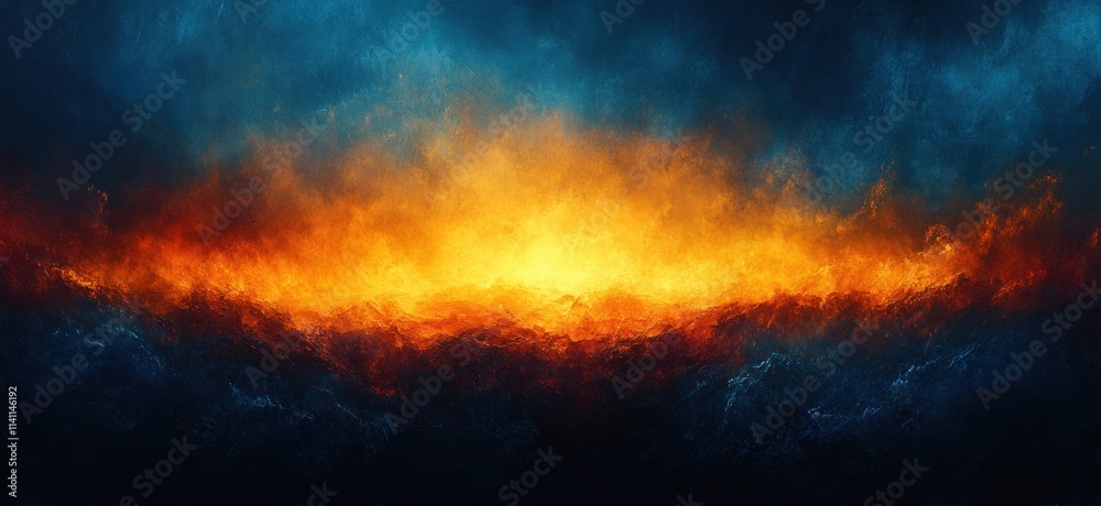 Naklejka premium Gradient Background Abstract Design Dark Blue Yellow Soft Color Blend Glowing Texture Vibrant Smooth Grainy Wallpaper