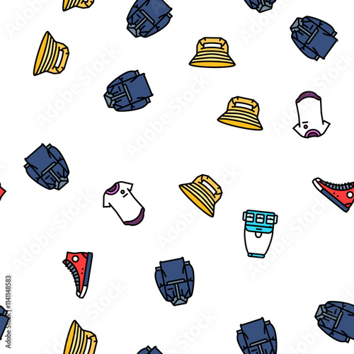 streetwear cloth fashion urban vector seamless pattern thin line illustration