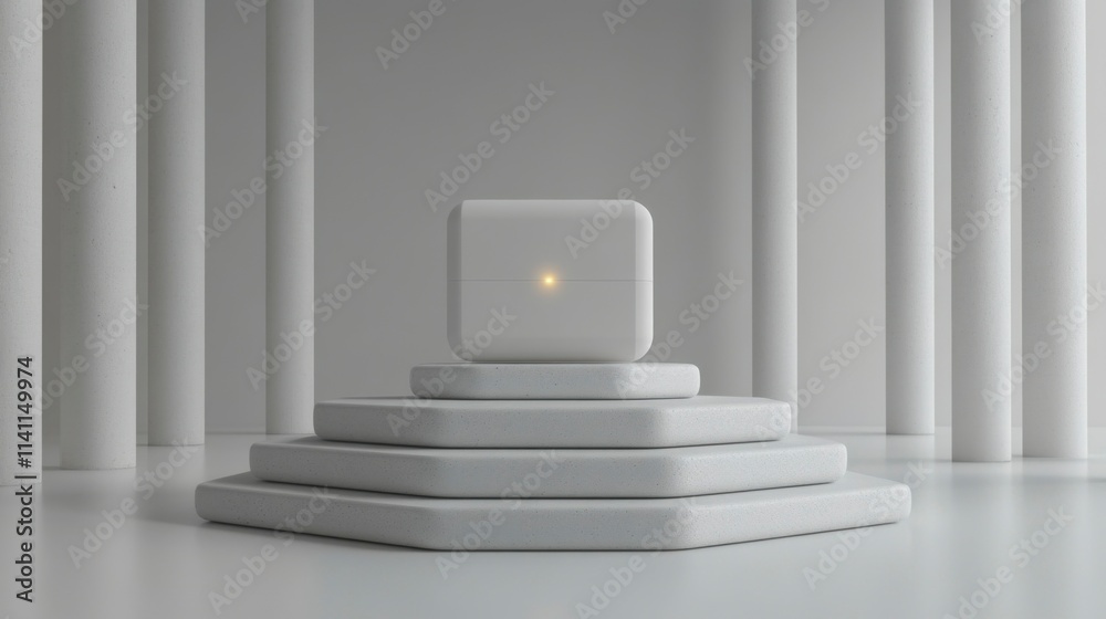 Fototapeta premium Clean mockup of a versatile white box, isolated on a white background, offering a professional and realistic presentation for product packaging concepts.