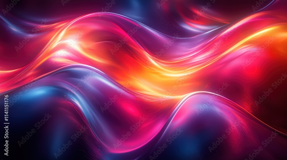 Iridescent Abstract Background Design with Metallic Reflections and Fluid Curves Iridescent Abstract Background Design with Metallic Reflections and Fluid Curves