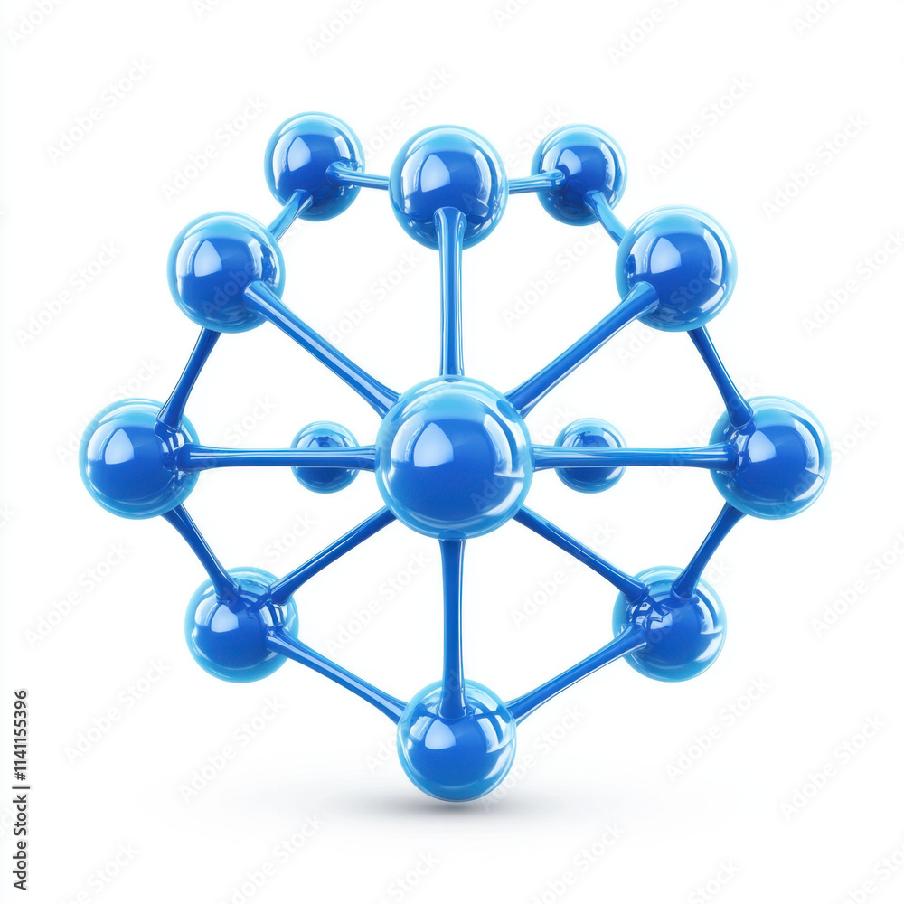 blue molecular structure with interconnected spheres, symbolizing science and innovation blue molecular structure with interconnected spheres, symbolizing science and innovation