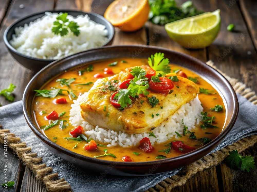 Easy seafood dinner: Flaky fish in coconut milk, herbs, and rice. Delightful! Easy seafood dinner: Flaky fish in coconut milk, herbs, and rice. Delightful!