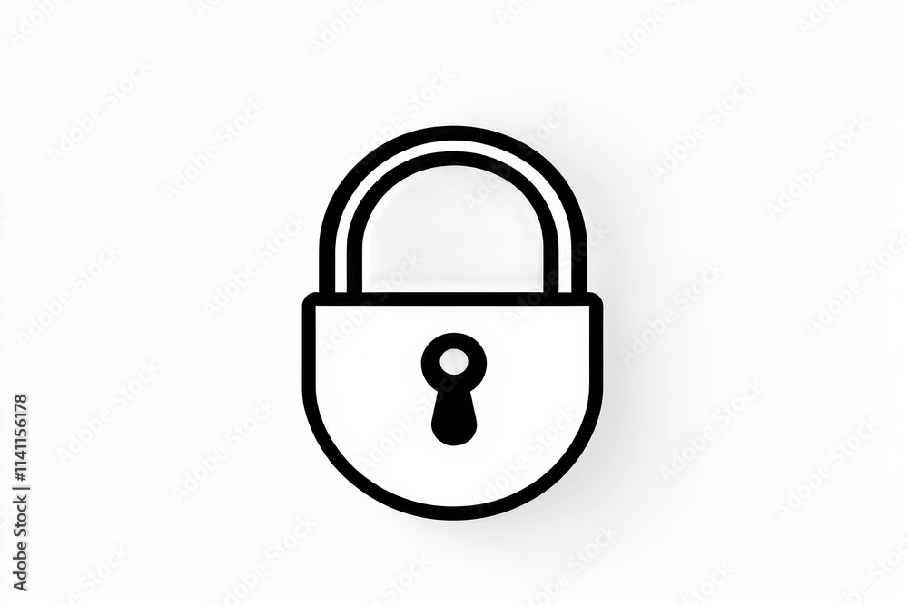 Minimalist black and white padlock icon for security concept Minimalist black and white padlock icon for security concept