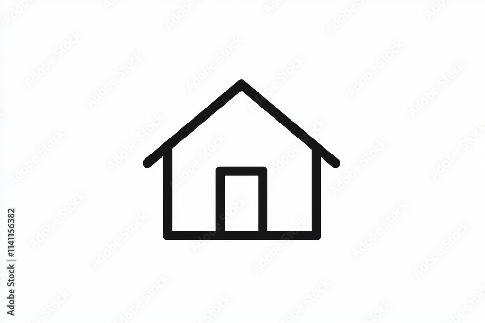 Simple line art of a house with gable roof on white background Simple line art of a house with gable roof on white background
