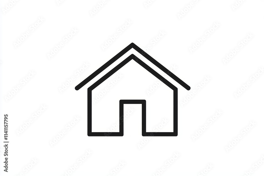 Minimalist black outline of house icon on white background Minimalist black outline of house icon on white background