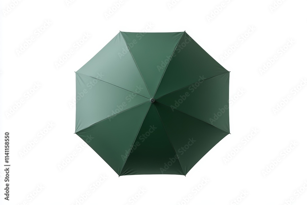 Green umbrella top view against white background Green umbrella top view against white background