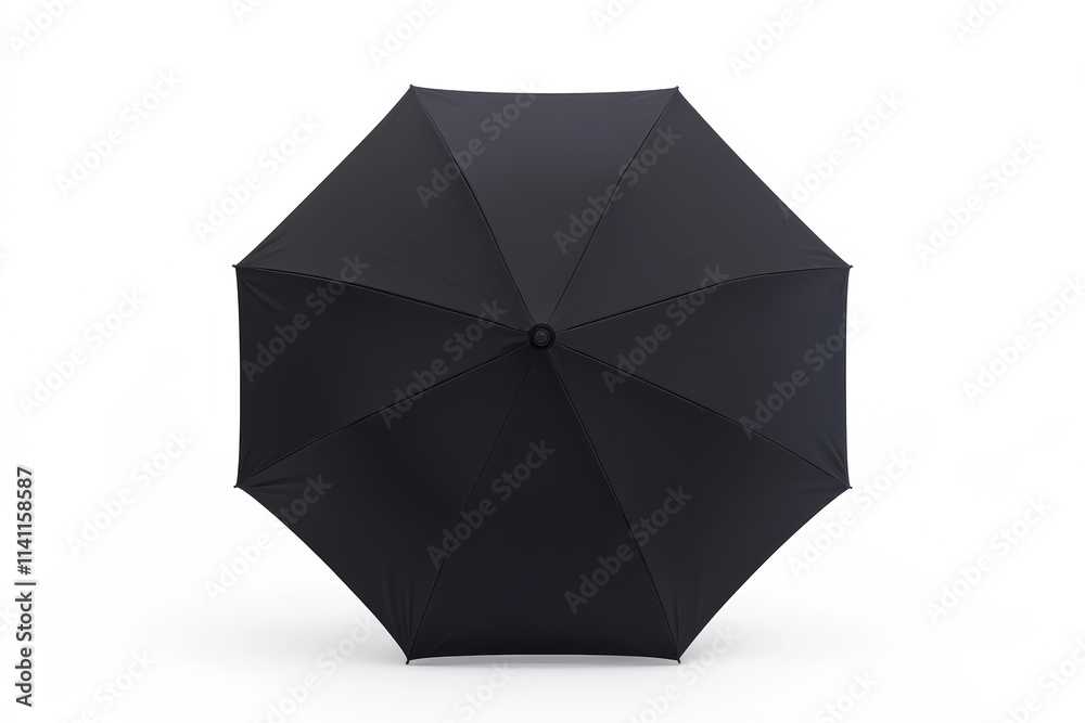 Open black umbrella against white background Open black umbrella against white background