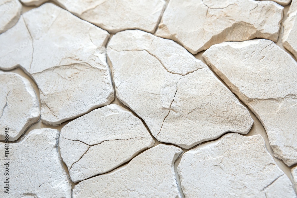 A white stone wall with a broken piece of stone A white stone wall with a broken piece of stone