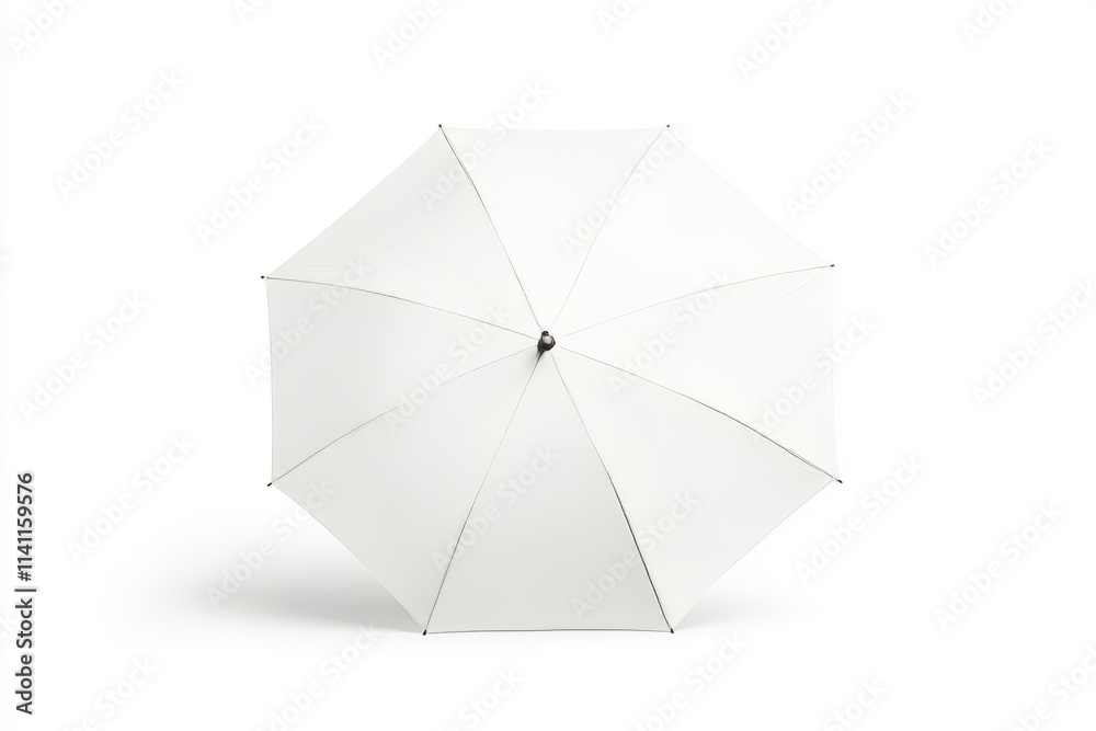 White umbrella against minimalist background with shadow play White umbrella against minimalist background with shadow play