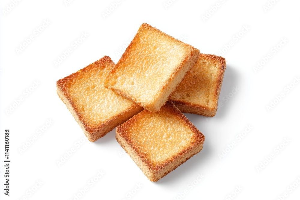 Golden brown toasted bread slices on white background Golden brown toasted bread slices on white background