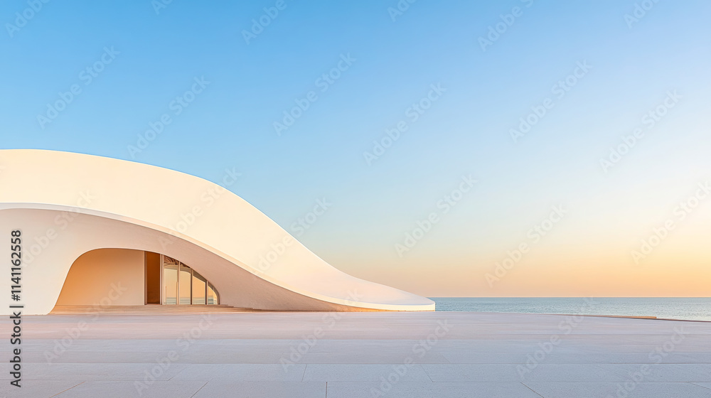 Fototapeta premium Minimalist seaside architecture square background