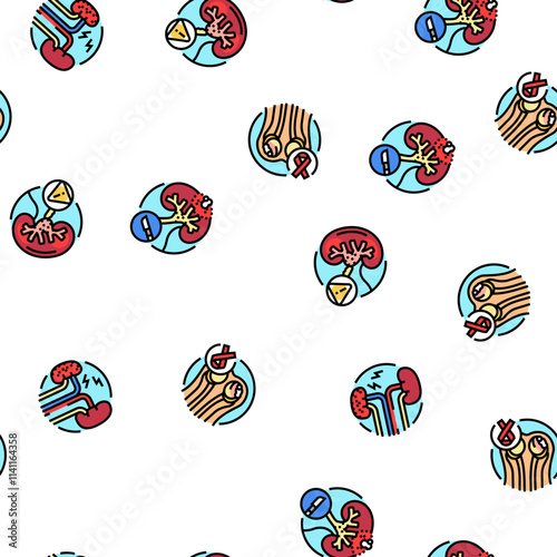 urology prostate urinary kidney vector seamless pattern thin line illustration