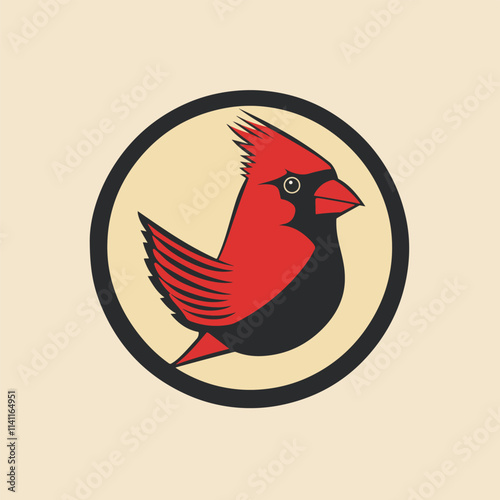 Vector Logo Illustration Red Jack Cardinal Gradient Colorful Style.