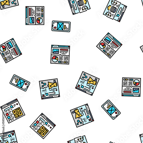 seo digital optimization strategy vector seamless pattern thin line illustration