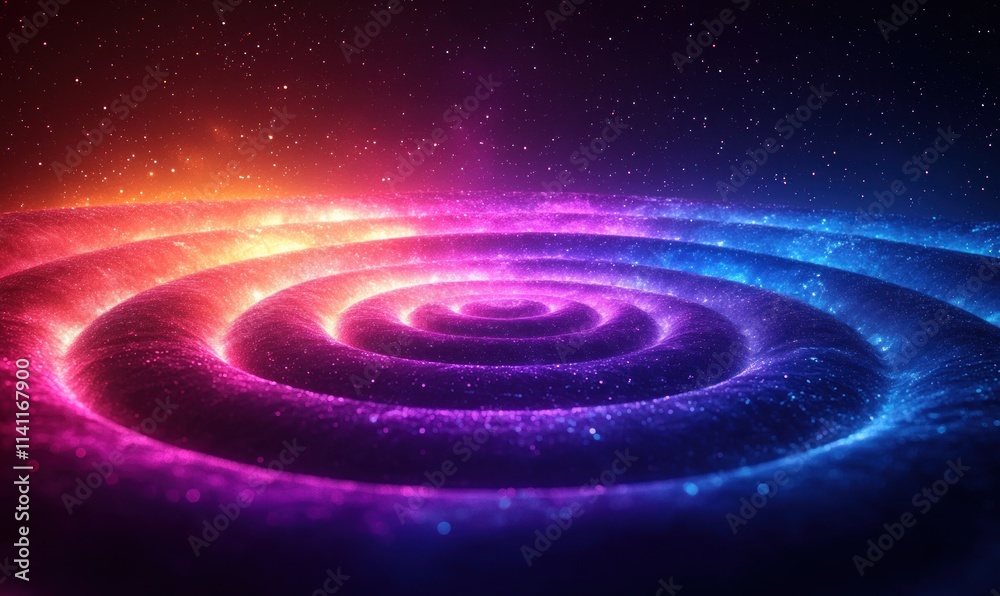 Fototapeta premium Futuristic Abstract Design with Concentric Circles in Blue and Purple Lighting